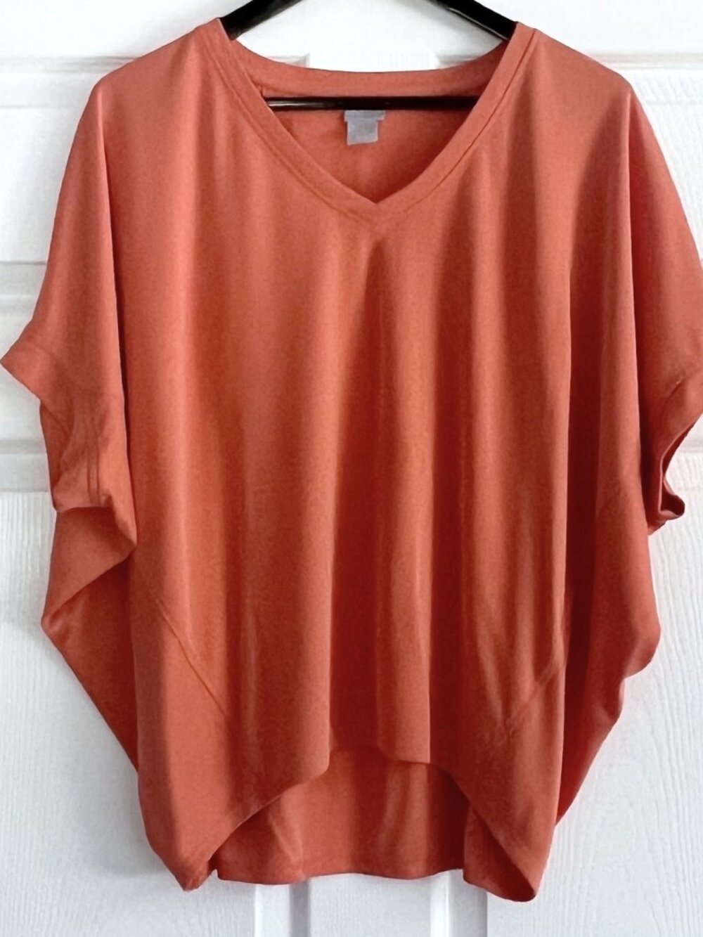 Chico's coral modal blend dolman batwing v-neck top relaxed size 2 L